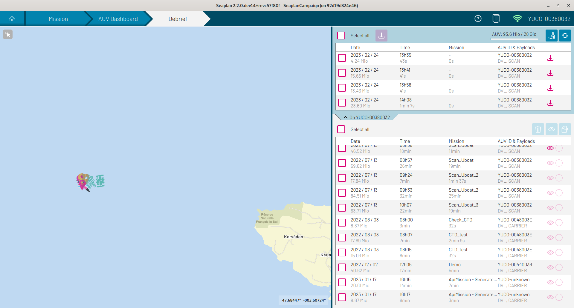 SEAPLAN Debrief Tab